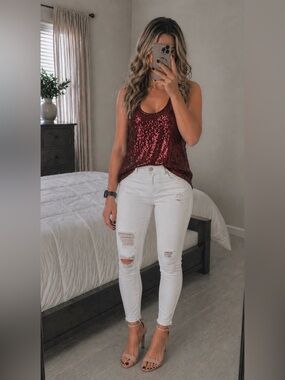 Maurice’s Burgundy Sequin Tank Top Size Large Brand New